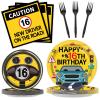 100 Pcs Drivers License 16th Birthday Party Decorations New Driver Car Plates and Napkins Set Disposable Racing 16 Years Old Paper Tableware for Boys Learner Driver Theme Supplies Serves 25 view 1