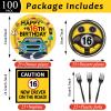 100 Pcs Drivers License 16th Birthday Party Decorations New Driver Car Plates and Napkins Set Disposable Racing 16 Years Old Paper Tableware for Boys Learner Driver Theme Supplies Serves 25 view 2