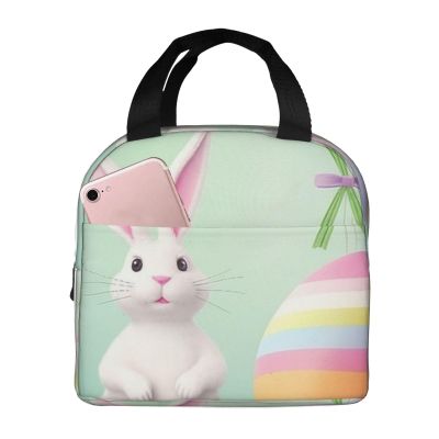 NBCCDVSH Insulated Lunch Bag Happy Easter Egg Rabbit Lunch Box for Women Men Reusable Leakproof Lunch Cooler Tote Bag for Picnic Work