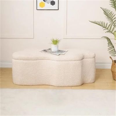 Cloud Type Storage Ottoman Upholstered Bench with Storage End of Bed Bench Modern Foot Rest Seat for Livingroom Heavy Duty(Khaki)
