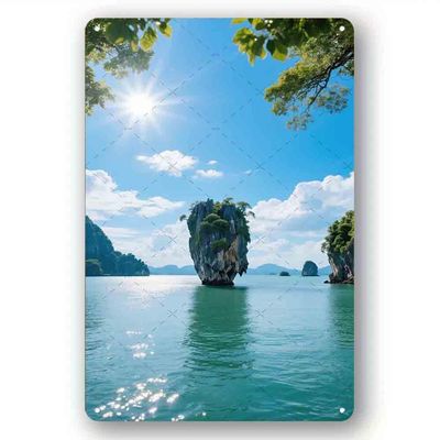 Tin Signs Vintage James Bond Island, Thailand Hanging Retro Sign Kitchen Wall Poster Cafe Bar Pub Man Cave Art Novelty Plaque 8x12 Inch