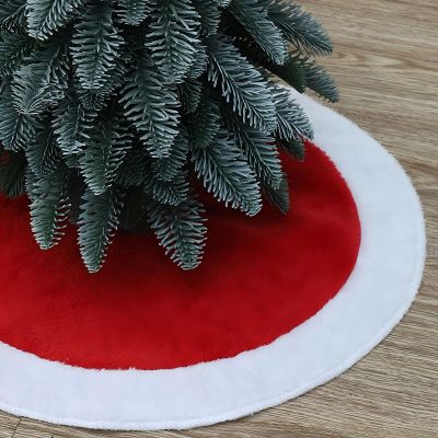 TWSANTAMAS 18" Plush Christmas Tree Skirt,Red