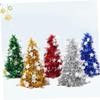 VALICLUD 5Pcs Christmas Tree Decoration Shiny DIY Tabletop Christmas Trees with Star Pendants Golden Silver Red Blue Green for Holiday view 4
