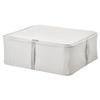 Medium Foldable Storage Case Fabric Stripe White & Gray Organizer with Zipper Closure, 17.25x20x7.5 Inches Space-Saving Bin for Clothes, Linens & Accessories view 1
