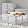 Medium Foldable Storage Case Fabric Stripe White & Gray Organizer with Zipper Closure, 17.25x20x7.5 Inches Space-Saving Bin for Clothes, Linens & Accessories view 2