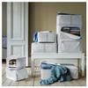 Medium Foldable Storage Case Fabric Stripe White & Gray Organizer with Zipper Closure, 17.25x20x7.5 Inches Space-Saving Bin for Clothes, Linens & Accessories view 3
