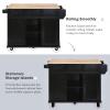 MEETFAV Rolling Kitchen Island with Storage - Large Kitchen Cart with Rubber Wood Drop-Leaf Countertop - Mobile Island Table on Wheels with Adjustable Internal Storage Racks for Dining Room view 3