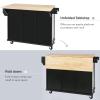 MEETFAV Rolling Kitchen Island with Storage - Large Kitchen Cart with Rubber Wood Drop-Leaf Countertop - Mobile Island Table on Wheels with Adjustable Internal Storage Racks for Dining Room view 4