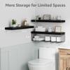QEEIG Bathroom Shelves Over Toilet Wall Mounted (Black, Set of 3, 23.6") view 3