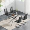 5 Piece Glass Dining Table Set with 4 Chair, 60.6in Rectangle Dining Room Table Set for 4, Sturdy Metal Legs, Glass Kitchen Table and Chair Set for 4, Modern Home Kitchen Furniture view 2