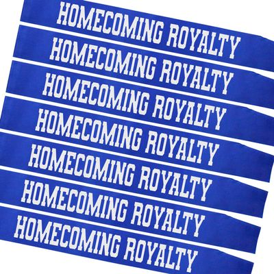 7Pcs Homecoming Royalty Sashes , Royal Blue Satin with Silver Glitter Letter Sashes for Pageants Homecoming Party, Graduation PartyHomecoming School Dance Decorations