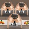 HONHPD 3 Pack 6.5 Qt Roll Top Chafing Dish Buffet Set, Stainless Steel Chafer with 3 Full Size Pans, Round Catering Warmer Server with Lid Water Pan Stand Fuel Holder,Newly Upgraded Rose Gold Color view 1