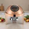 HONHPD 3 Pack 6.5 Qt Roll Top Chafing Dish Buffet Set, Stainless Steel Chafer with 3 Full Size Pans, Round Catering Warmer Server with Lid Water Pan Stand Fuel Holder,Newly Upgraded Rose Gold Color view 3