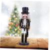 Healifty Pearl Wooden Nutcracker Decoration Cute Xmas Ornament for Home Office Present for Christmas Christmas Wooden Nutcracker Craft view 2