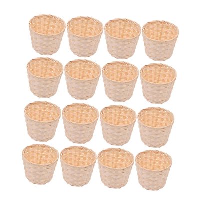 BUGUUYO 16pcs Woven Flower Basket Farmhouse Storage Organizer for Crafts Decorations Party Favors Food Portable Hand Woven Basket for Home Use