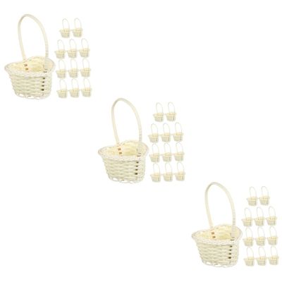 Mobestech 3sets Handheld Flower Baskets for Weddings Elegant Woven Decor Baskets for Parties Lightweight Versatile Storage for Flowers Fruits Candies Heart Shape 12pcs*3