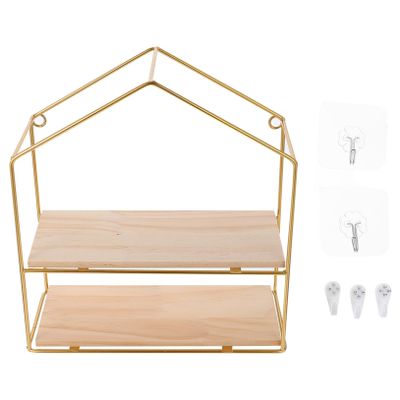 ABOOFAN 1Set Nordic Style Iron Wall Mounted Shelf Elegant Display Rack for Home Decor Space Saving Sundries Holder Iron Material Wall Ornament for Living and Bedroom