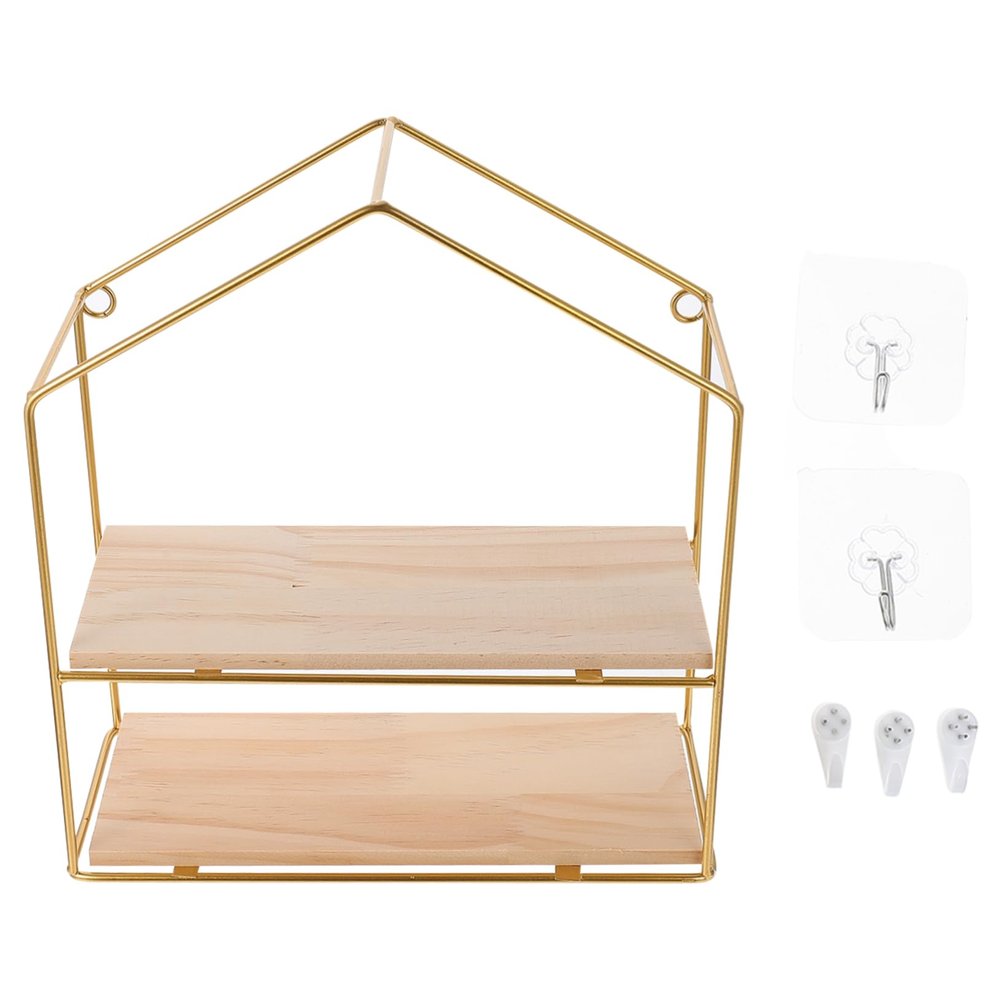 ABOOFAN 1Set Nordic Style Iron Wall Mounted Shelf Elegant Display Rack for Home Decor Space Saving Sundries Holder Iron Material Wall Ornament for Living and Bedroom