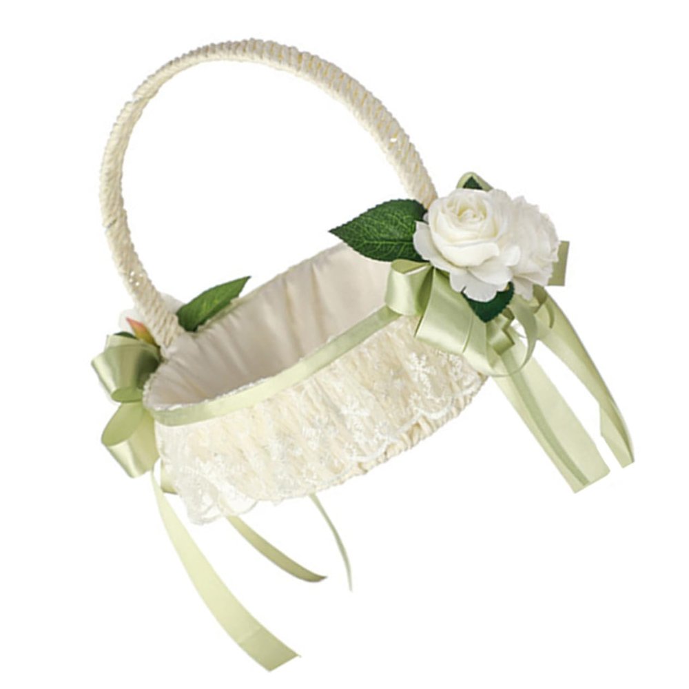 Light Green Flower Girl Basket Elegant for Weddings and Banquets