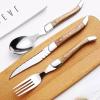 24 Pieces Silverware Set,18/8 stainless steel set for 8,Flatware set Curved wood grain handle, Fine Silverware set and Dishwasher Safe 02 view 3