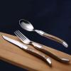 24 Pieces Silverware Set,18/8 stainless steel set for 8,Flatware set Curved wood grain handle, Fine Silverware set and Dishwasher Safe 02 view 4