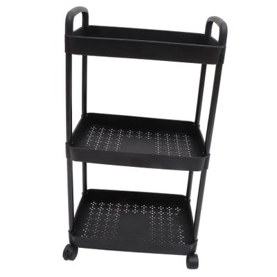 Alipis Trolley Cart Rolling Wheels Home Kitchen Storage Shelves Spice Rack Black