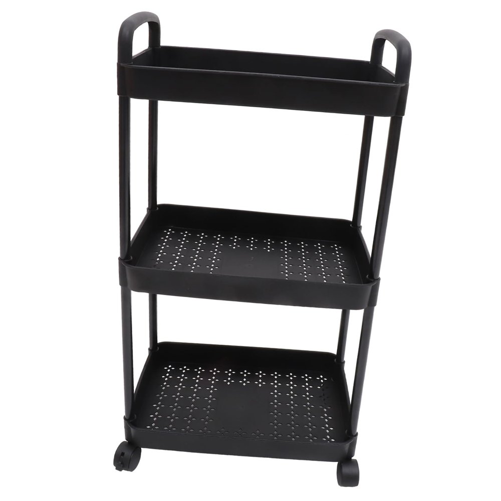 Alipis Trolley Cart Rolling Wheels Home Kitchen Storage Shelves Spice Rack Black