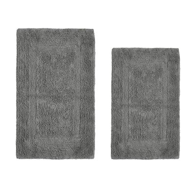 Better Trends Luxury Bathroom Rugs 2 Piece Set 100% Cotton Extra Soft Tufted Bath Rug Water Absorbent, Reversible Washable for Bathroom, Laundry Room 21x34|24x40 Gray Lux Collection
