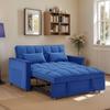 3 in 1 Convertible Sleeper Sofa Bed, 54'' Full Size Velvet Pull Out Futon Couch Recliner with Reclining Backrest & 2 Pillows, Small Loveseat Lounge Couches for Small Spaces (Dark Blue) view 1