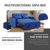 3 in 1 Convertible Sleeper Sofa Bed, 54'' Full Size Velvet Pull Out Futon Couch Recliner with Reclining Backrest & 2 Pillows, Small Loveseat Lounge Couches for Small Spaces (Dark Blue) view 3