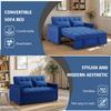 3 in 1 Convertible Sleeper Sofa Bed, 54'' Full Size Velvet Pull Out Futon Couch Recliner with Reclining Backrest & 2 Pillows, Small Loveseat Lounge Couches for Small Spaces (Dark Blue) view 4