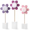 Chunful 3 Pcs Daisy Nursery Shelf Decor Boho Daisy Table Centerpieces Wooden Flower Nursery Decor Bohemian Style Standing Tabletop Decoration for Home Bedroom Bookshelf Party Gift(Purple) view 1