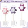 Chunful 3 Pcs Daisy Nursery Shelf Decor Boho Daisy Table Centerpieces Wooden Flower Nursery Decor Bohemian Style Standing Tabletop Decoration for Home Bedroom Bookshelf Party Gift(Purple) view 2