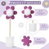 Chunful 3 Pcs Daisy Nursery Shelf Decor Boho Daisy Table Centerpieces Wooden Flower Nursery Decor Bohemian Style Standing Tabletop Decoration for Home Bedroom Bookshelf Party Gift(Purple) view 3
