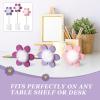 Chunful 3 Pcs Daisy Nursery Shelf Decor Boho Daisy Table Centerpieces Wooden Flower Nursery Decor Bohemian Style Standing Tabletop Decoration for Home Bedroom Bookshelf Party Gift(Purple) view 4
