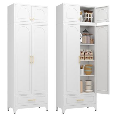 Polup Kitchen Pantry Cabinet, 90" Tall Metal Storage Cabinet with Drawer