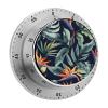 Tropical Leaves Pattern Kitchen Timers, Manual 60 Minute Wind Up Timer Clock with Loud Alarm, Magnetic Backing, Mechanical Kitchen Timers, No Batteries Required, Countdown Timer for Cooking Baking view 1