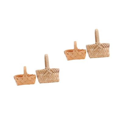 Ciieeo 2sets Hand Woven Mini Baskets for Wedding Flower Decor Khaki Clothing Store Prop Decorative Storage Baskets Rustic Home Decoration Craftsmanship 2pcs*2