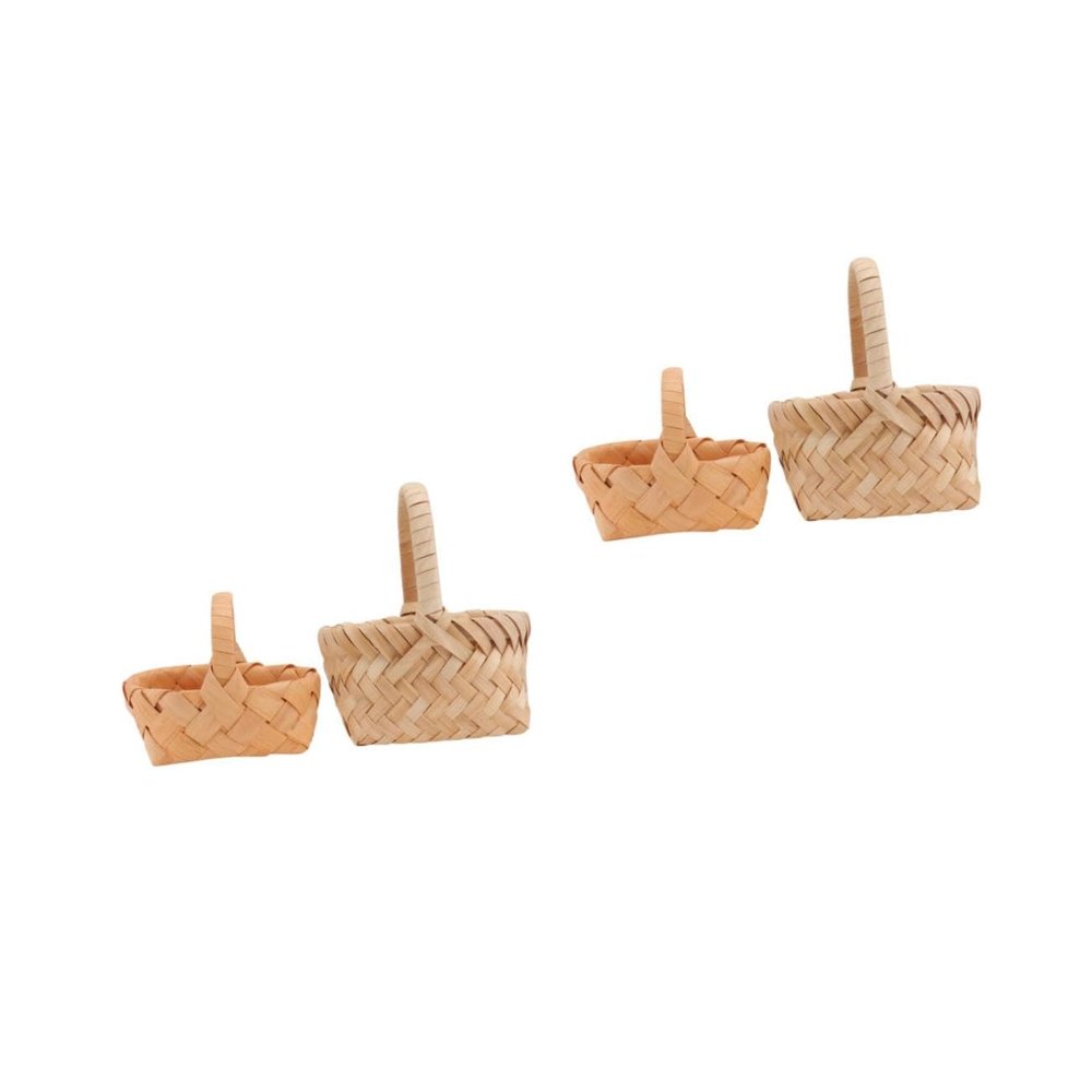 Ciieeo 2sets Hand Woven Mini Baskets for Wedding Flower Decor Khaki Clothing Store Prop Decorative Storage Baskets Rustic Home Decoration Craftsmanship 2pcs*2