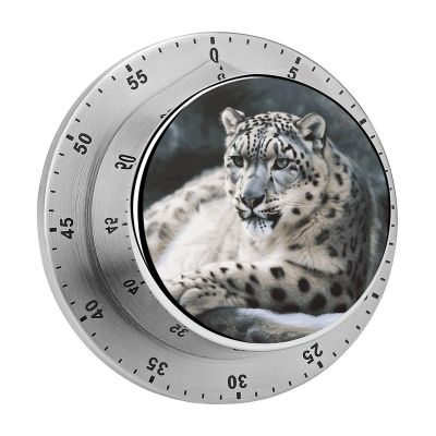 Snow Leopard Kitchen Timers, Manual 60 Minute Wind Up Timer Clock with Loud Alarm, Magnetic Backing, Mechanical Kitchen Timers, No Batteries Required, Countdown Timer for Cooking Baking