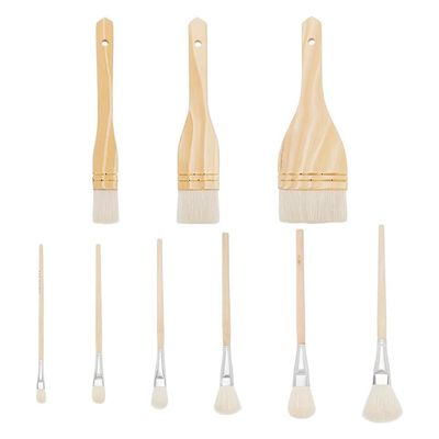 Cwmiibili 9 Styles Ceramic Brushes Set, Pottery Glaze Brushes, Different Shapes Wool Art Paint Brush with Wood Handle for Artists