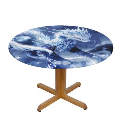 WZYWHJ Blue Totoro Pattern Round Table Cloth Waterproof Resistant Wrinkle Resistant for Dining Table Decor Tablecloth