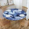 WZYWHJ Blue Totoro Pattern Round Table Cloth Waterproof Resistant Wrinkle Resistant for Dining Table Decor Tablecloth view 4