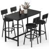 Zevemomo Dining Table Set for 4, 5-Piece Bar Table Set, Kitchen Table and Chairs, Counter Height High Top Table with 4 PU Upholstered Stools, Space-Saving Pub Tables Set for Small Space, Black view 1