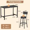 Zevemomo Dining Table Set for 4, 5-Piece Bar Table Set, Kitchen Table and Chairs, Counter Height High Top Table with 4 PU Upholstered Stools, Space-Saving Pub Tables Set for Small Space, Black view 2