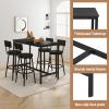 Zevemomo Dining Table Set for 4, 5-Piece Bar Table Set, Kitchen Table and Chairs, Counter Height High Top Table with 4 PU Upholstered Stools, Space-Saving Pub Tables Set for Small Space, Black view 3