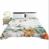 Queen Size Top Sheet Only, Country Thanksgiving Pumpkin Flat Sheet Microfiber Breathable Soft Bed Sheets, Ombre Leaves Retro Grain Hotel Bedding Flat Sheets for Bedroom view 1