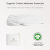Bioweaves Organic Cotton Jersey Waterproof Crib Mattress Protector | 28" x 52" | GOTS Certified Mattress Cover with Jersey Cotton Skirt, Breathable & Noiseless Top Layer - 9 Inch Deep Pocket, White view 2