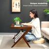 40 Inch Mid Century Modern Coffee Table, Rattan Rectangle Coffee Table with with Glass Top/Storage Underneath for Living Room, Z-Shaped Frame, Boho Style, Bamboo view 3