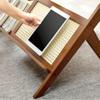 40 Inch Mid Century Modern Coffee Table, Rattan Rectangle Coffee Table with with Glass Top/Storage Underneath for Living Room, Z-Shaped Frame, Boho Style, Bamboo view 4